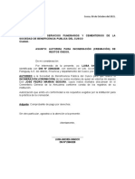 Autorización cremación restos óseos