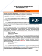 Prefeitura Municipal de Piraí Do Sul Estado Do Paraná: Concurso Público 001/2022 Edital de Local de Prova Objetiva-Nº