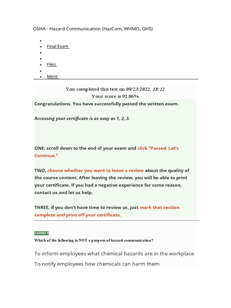 VECTOR TRAINING HAZARD COMMUNICATION ANSWERS visual data 3