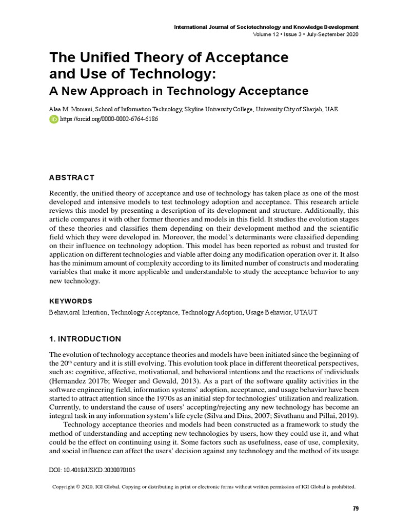 The Unified Theory of Acceptance and Use of Technology | PDF | Attitude ...