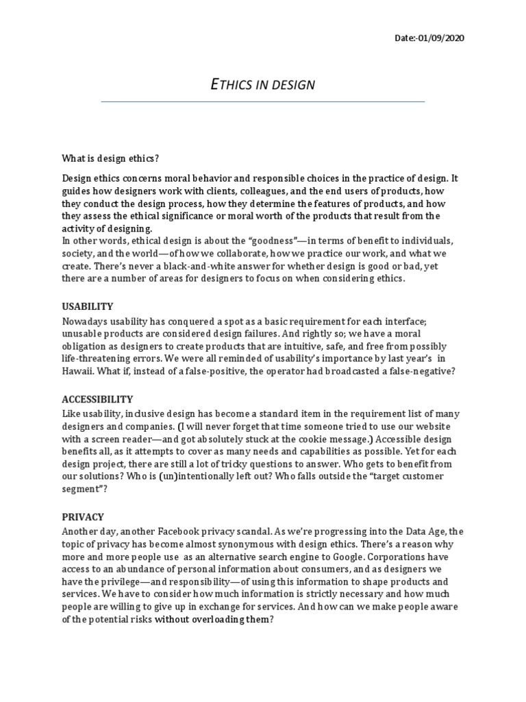 Design Ethics for Modern Designers | PDF | Privacy | Usability