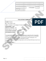 Specimen: Évaluations Communes