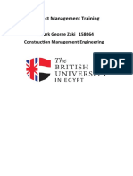 Project Management Training: Mark George Zaki 158064 Construction Management Engineering