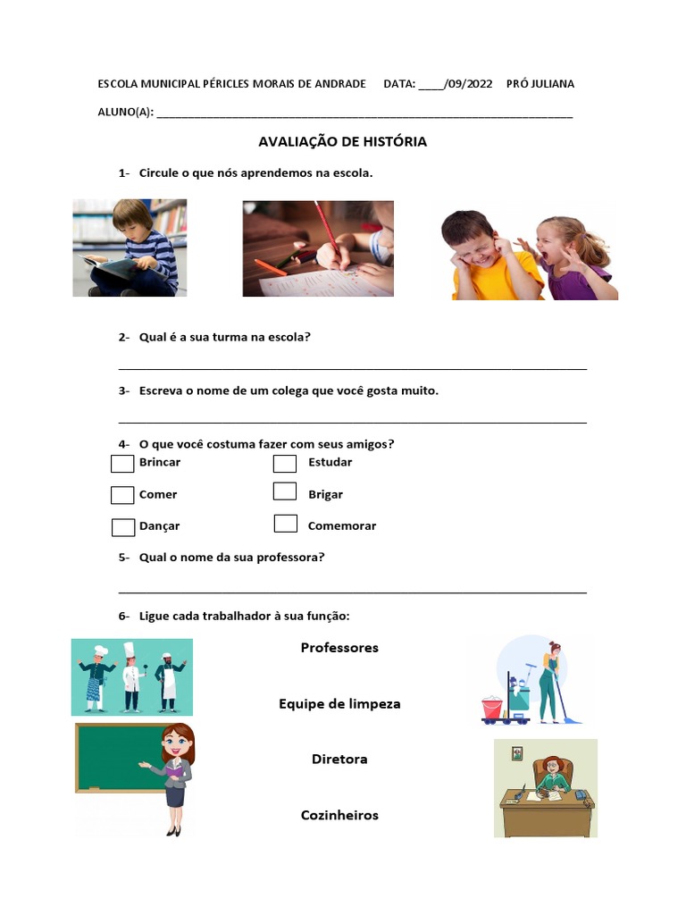 AValiaçao de Historia 1 ANO | PDF