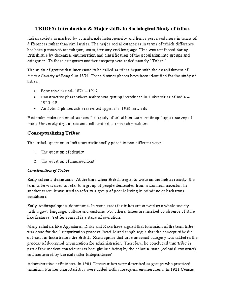 Indian Tribes: Sociological Shifts | PDF | Tribe | Caste