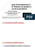 Les Pratiques D'enseignement À Distance de L'histoire Au Québec À L'heure de La Pandémie