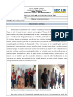 Relatório mensal de atividades pedagógicas na escola SESC Rorainópolis