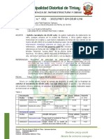 INFORME N.° 052 - 2023/MDT-GM-DIUR-LHA: Sub Gerencia de Infraestructura Y Obras