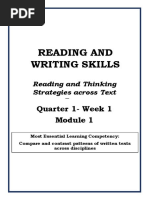 READING AND WRITING - Q1 - W1 - Mod1