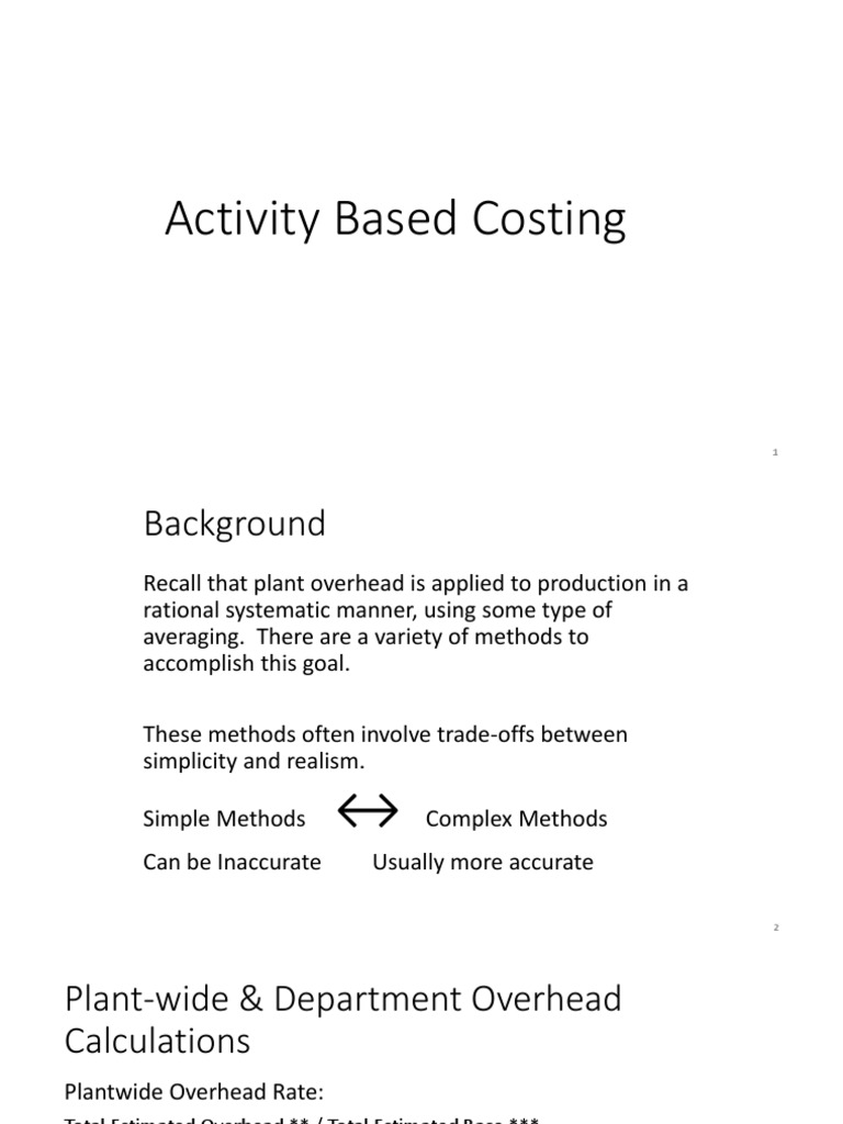 Activity based costing pdf business business economics