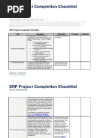 ERP Project Completion Checklist