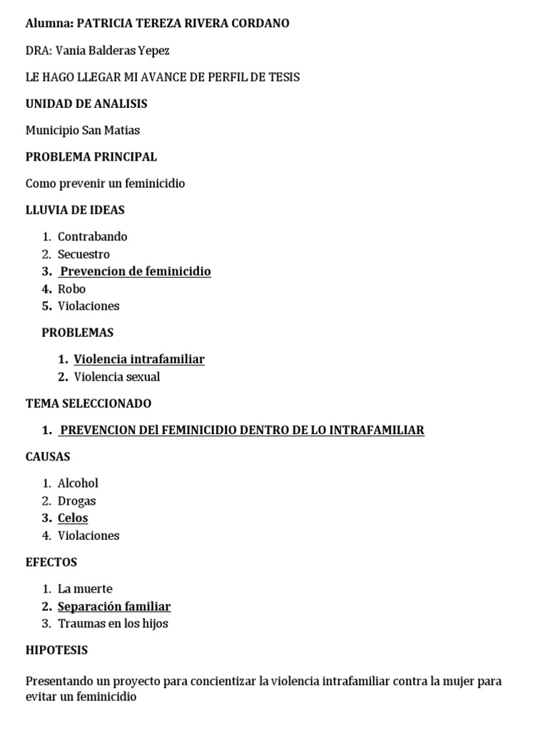 Prevención del Feminicidio en San Matías | PDF