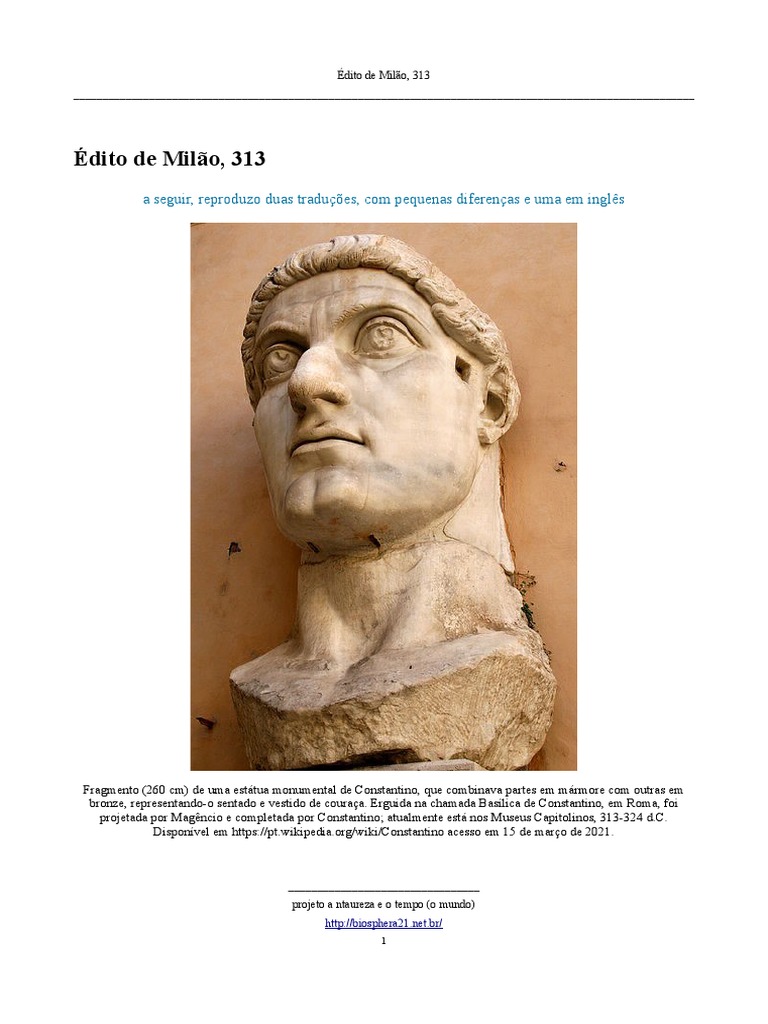313-Edito de Milao | PDF | Constantino, o Grande | Liberdade