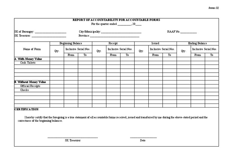 Accountability Report for Forms | PDF
