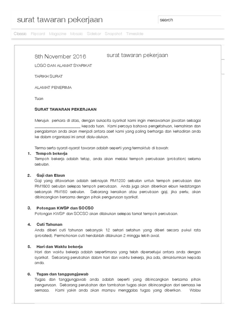 Contoh Surat Tawaran Pekerjaan | PDF | Karier & Perkembangan | Bisnis