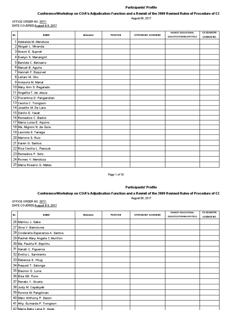 Attendance Blank 1 | PDF