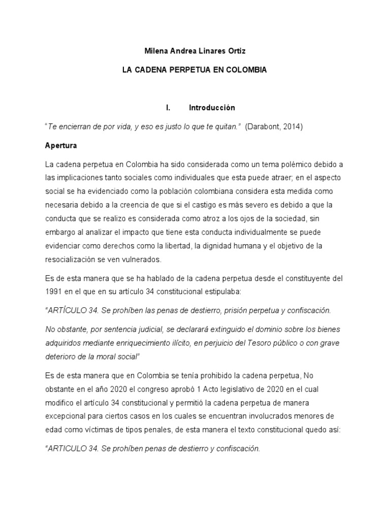 Análisis 4 Cadena Perpetua PDF Cadena perpetua Castigos