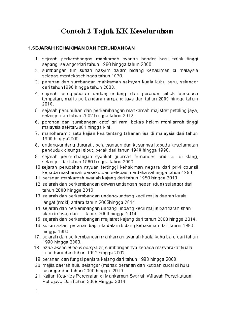 Contoh 2 Tajuk KK Keseluruhan 2023 | PDF