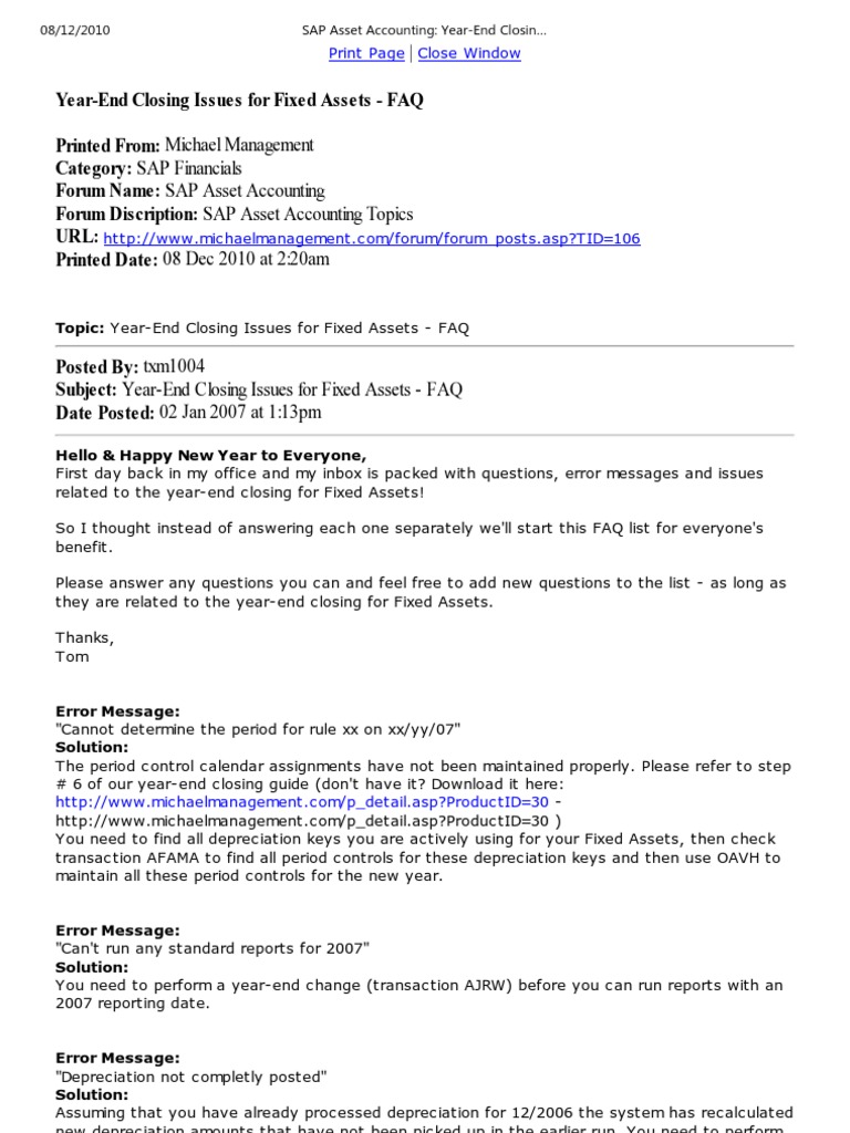 Year-End Closing Errors in Fixed Assets | PDF | Faq | Depreciation