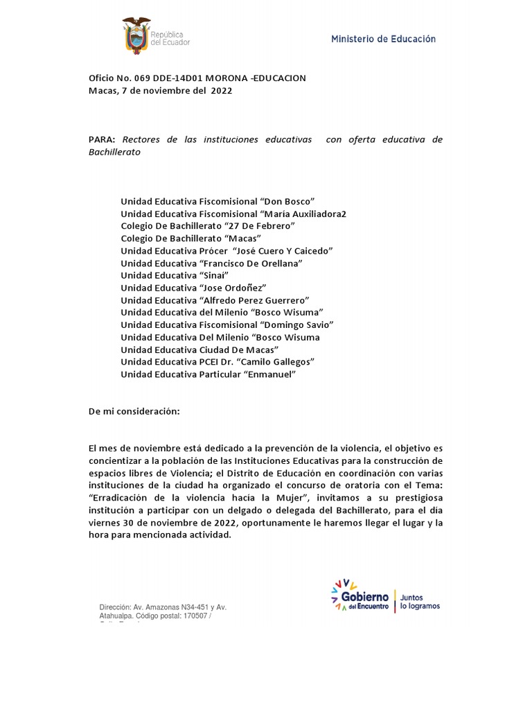 Bachillerato Direcci N Av Amazonas N34 451 Y Av Atahualpa C Digo