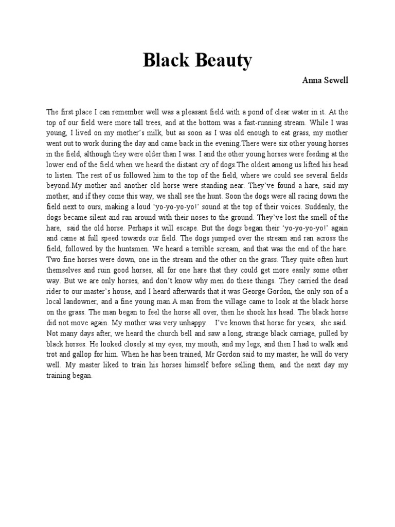 Black Beauty PDF Horse Gait Equus (Genus)