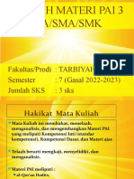 Telaah Materi Pai 3 Ma/Sma/Smk: Fakultas/Prodi: TARBIYAH/PAI Semester: 7 (Gasal 2022-2023) Jumlah SKS: 3 Sks