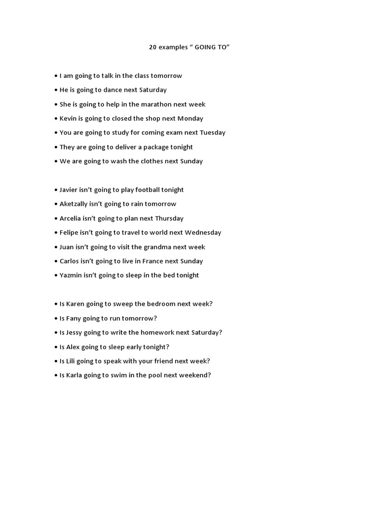 20 Examples "GOING TO" | PDF