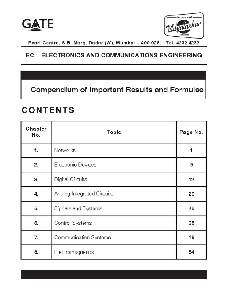 Essential Formulae for Electronics Engineering | PDF | Resonance ...