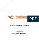 Licenciada Por Sunedu: Prospecto Ciclo Académico 2022-1