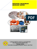 Buku Petunjuk Praktikum Teknologi Beton: Laboratorium Bahan Dan Konstruksi Program Studi Teknik Sipil