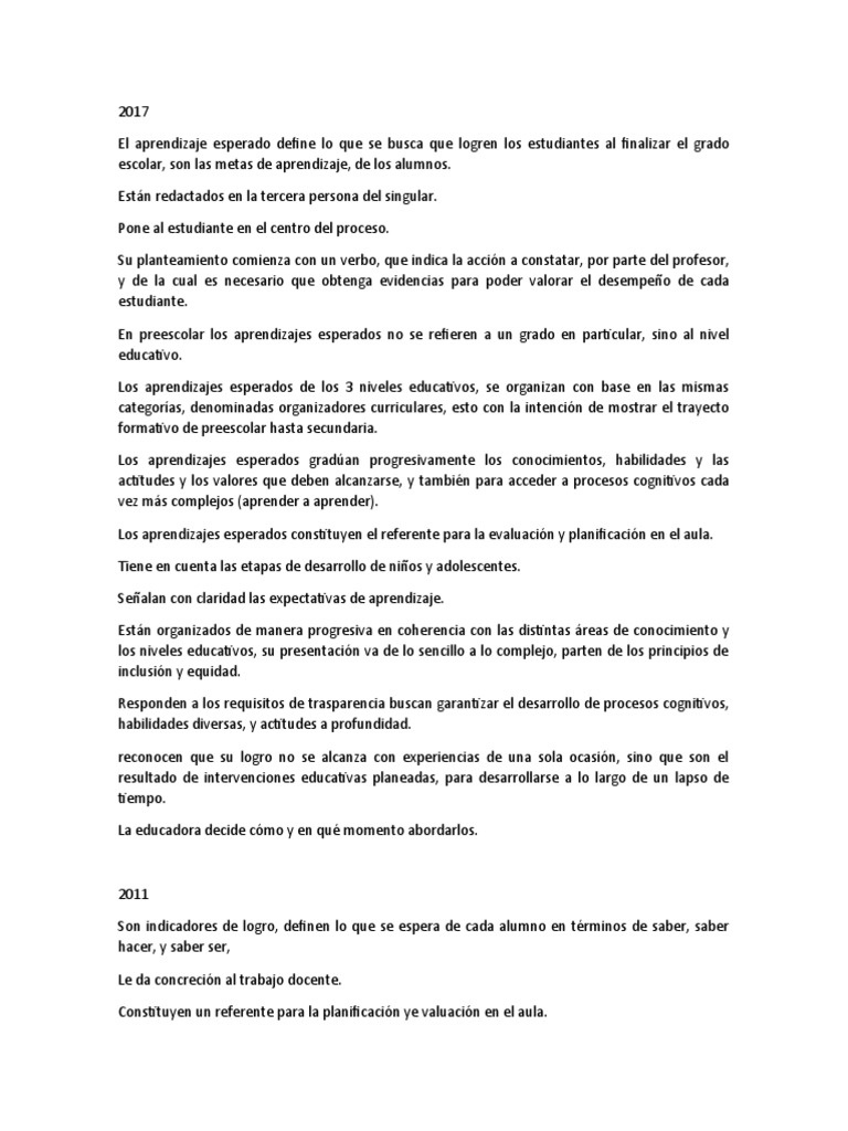 Aprendizajes Esperados en Educación | PDF