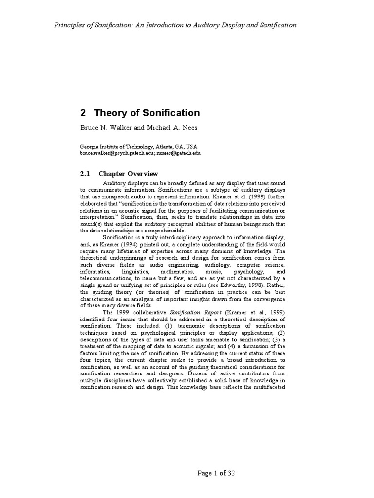 2 Theory of Sonification: Bruce N. Walker and Michael A. Nees | PDF ...