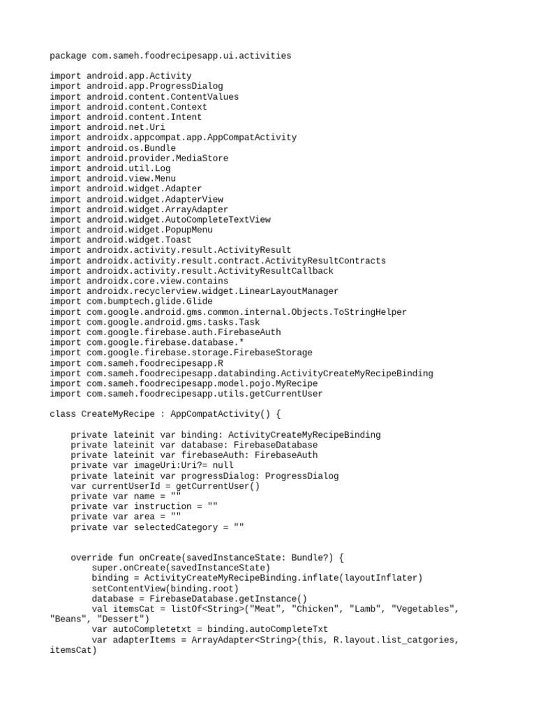 Create my recipe pdf android operating system software development