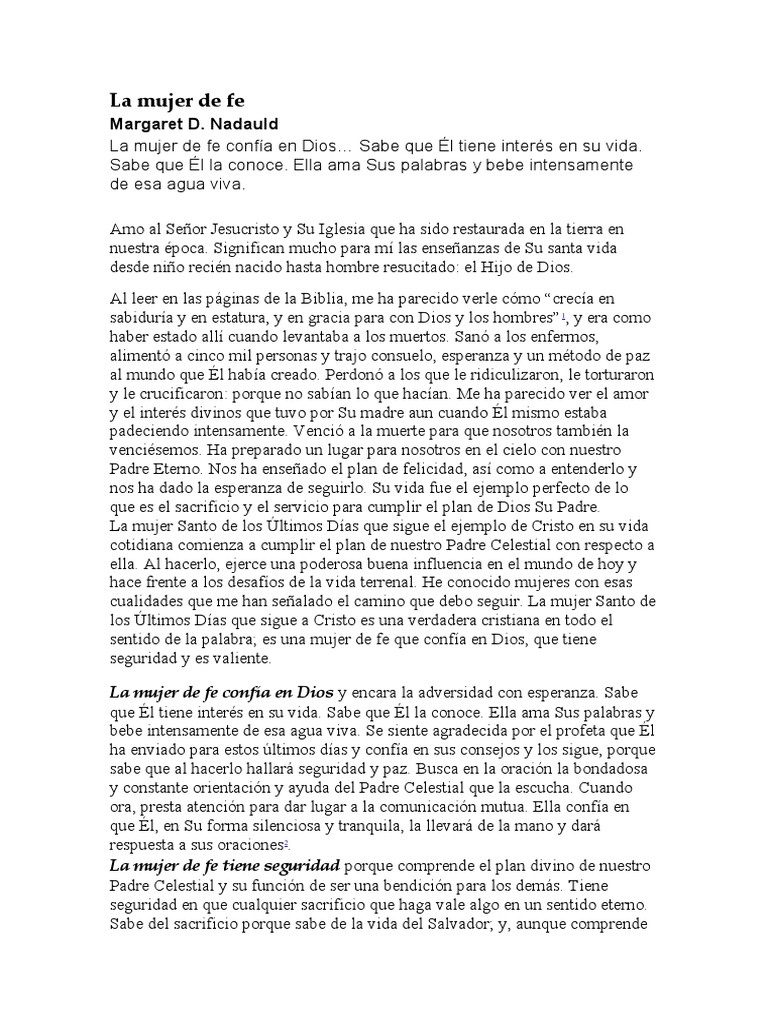 La Mujer de Fe y Su Servicio a Dios | PDF | Cristo (título) | Fe