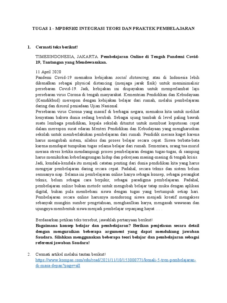 Integrasi Teori Dan Praktik Pembelajaran | PDF