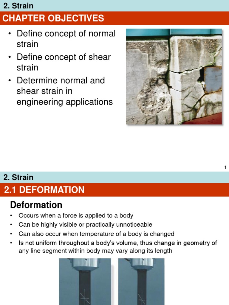 Define concept of normal strain define concept of shear strain