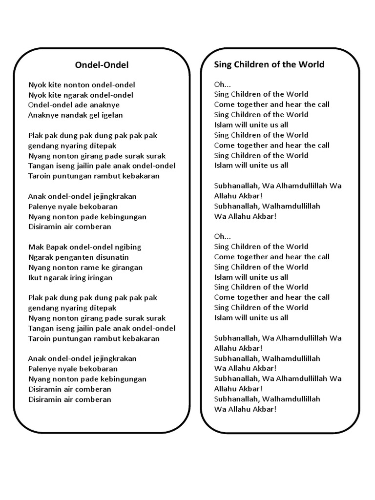 Ondel ondel sing children of the world pdf