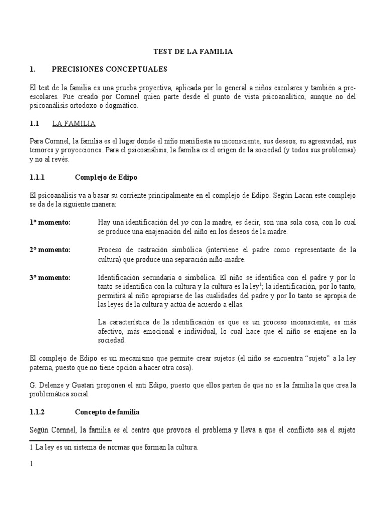 Test de La Familia | PDF | Familia | Complejo de Edipo
