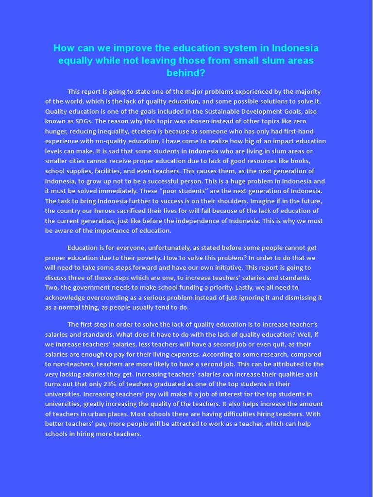 The Importance of Education Quality PDF Teachers Classroom