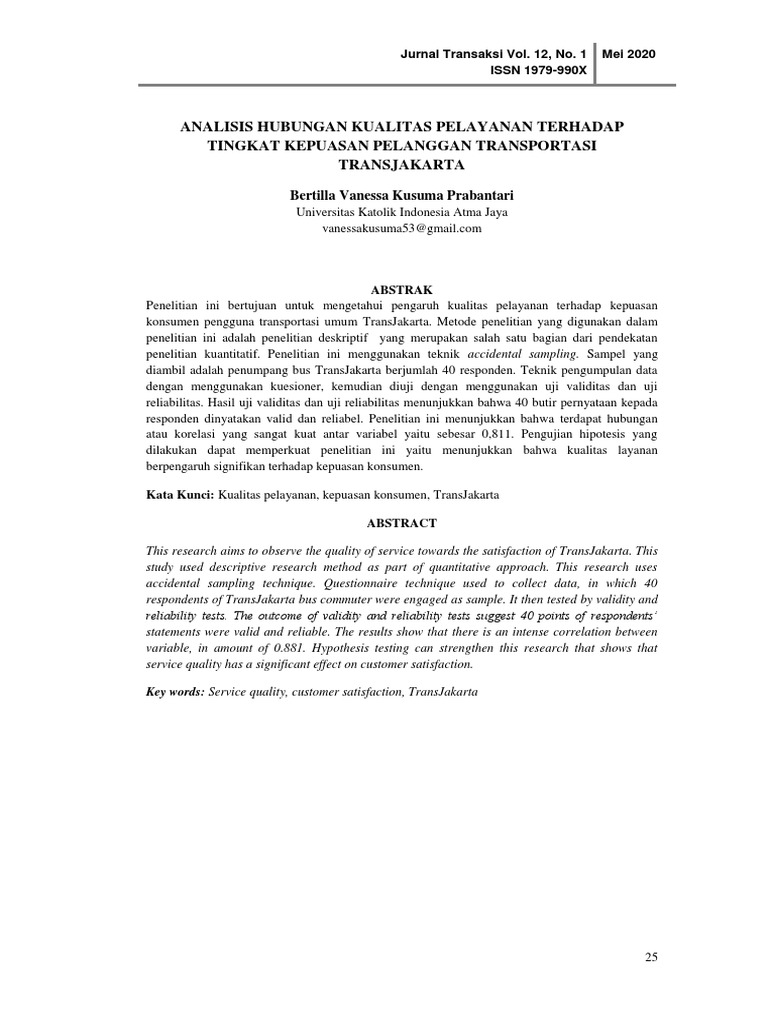 Analisis Hubungan Kualitas Pelayanan Terhadap Tingkat Kepuasan ...