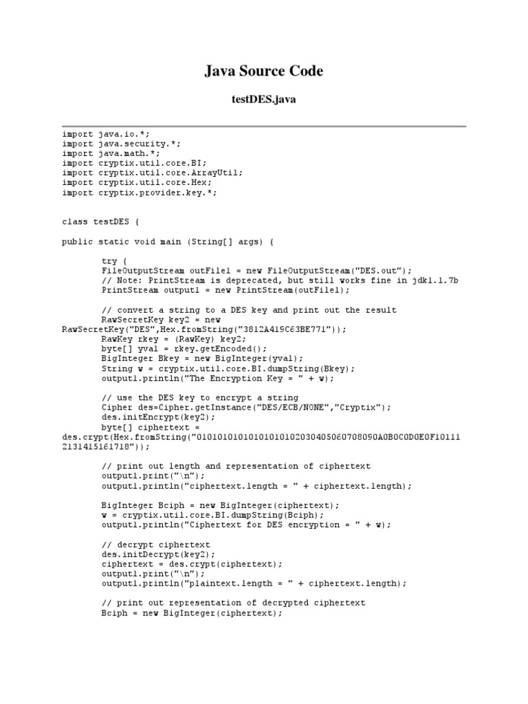 Java Source Code | PDF | Cipher | Security Engineering