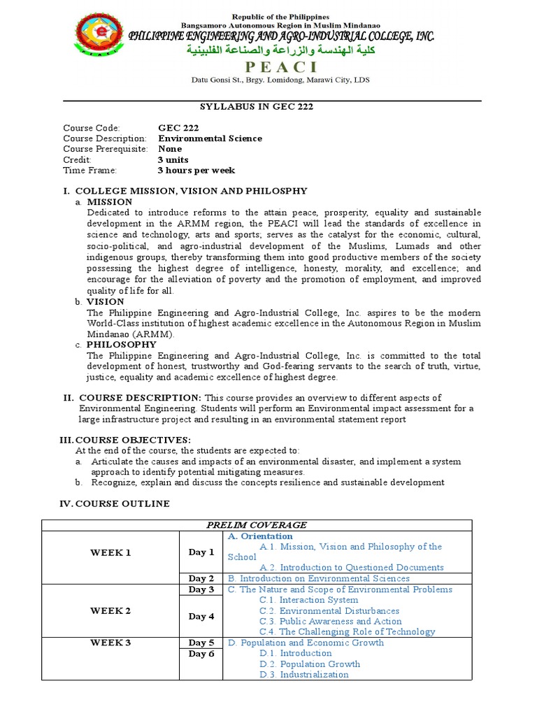 GEC 222 Environmental Science Syllabus | PDF | Greenhouse Effect ...
