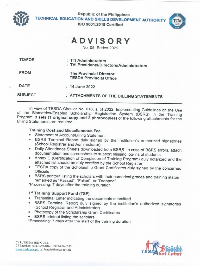 Billing Statement Attachments - Advisory | PDF