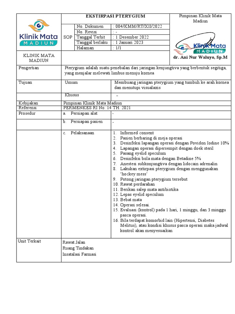 Prosedur Ekstirpasi Pterygium | PDF | Sains & Matematika