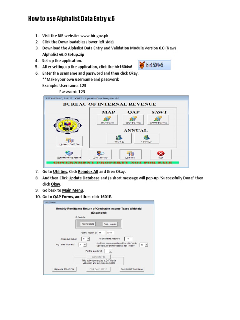 Alphalist Data Entry V7.9.3