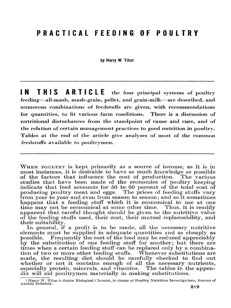 Practical Considerations for Optimal Poultry Nutrition A Guide to