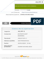 Datos de La Operación: Número Tarjeta: 5468 Url Comercio: Descripción Producto: ZUERA SOUND 2023