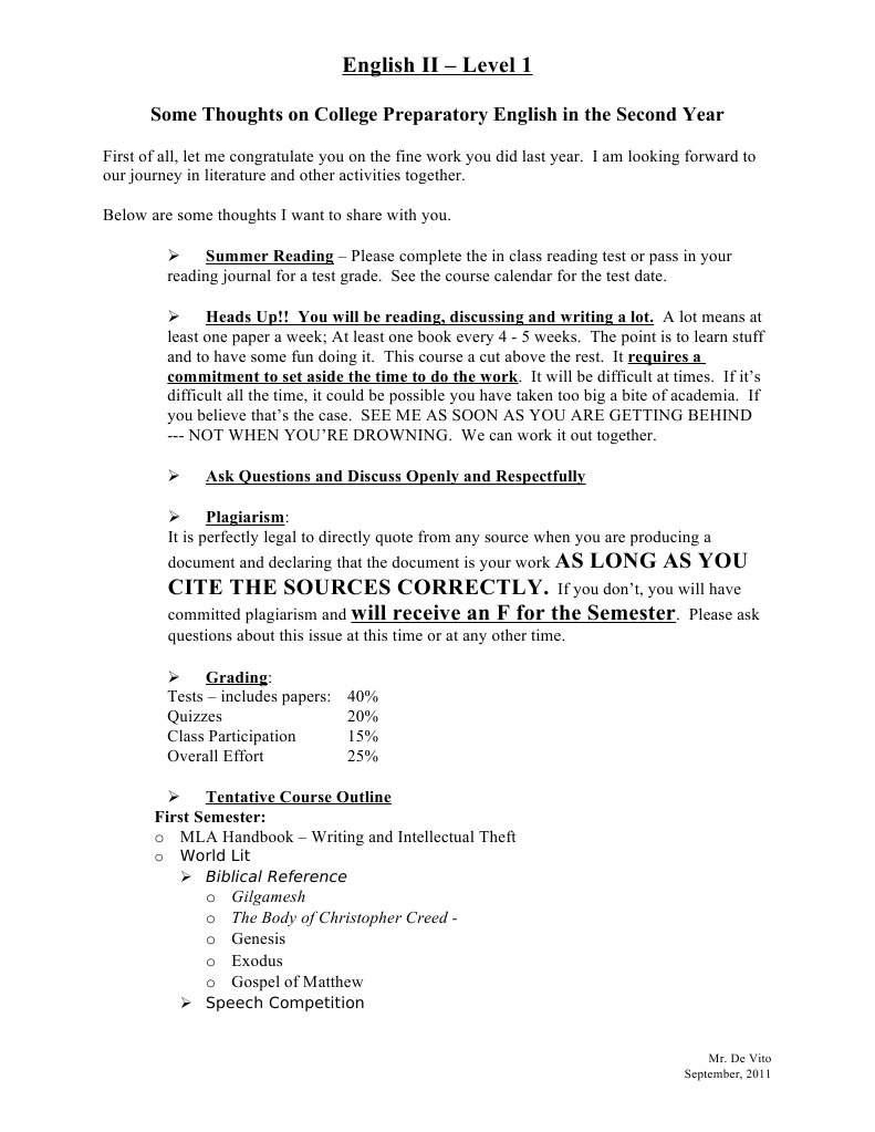 English II Course Overview and Guidelines | PDF | Language Arts ...