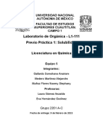 Equipo 5 - Previo 1 - Solubulidad - Laboratorio Química Orgánica I - 2351A - C