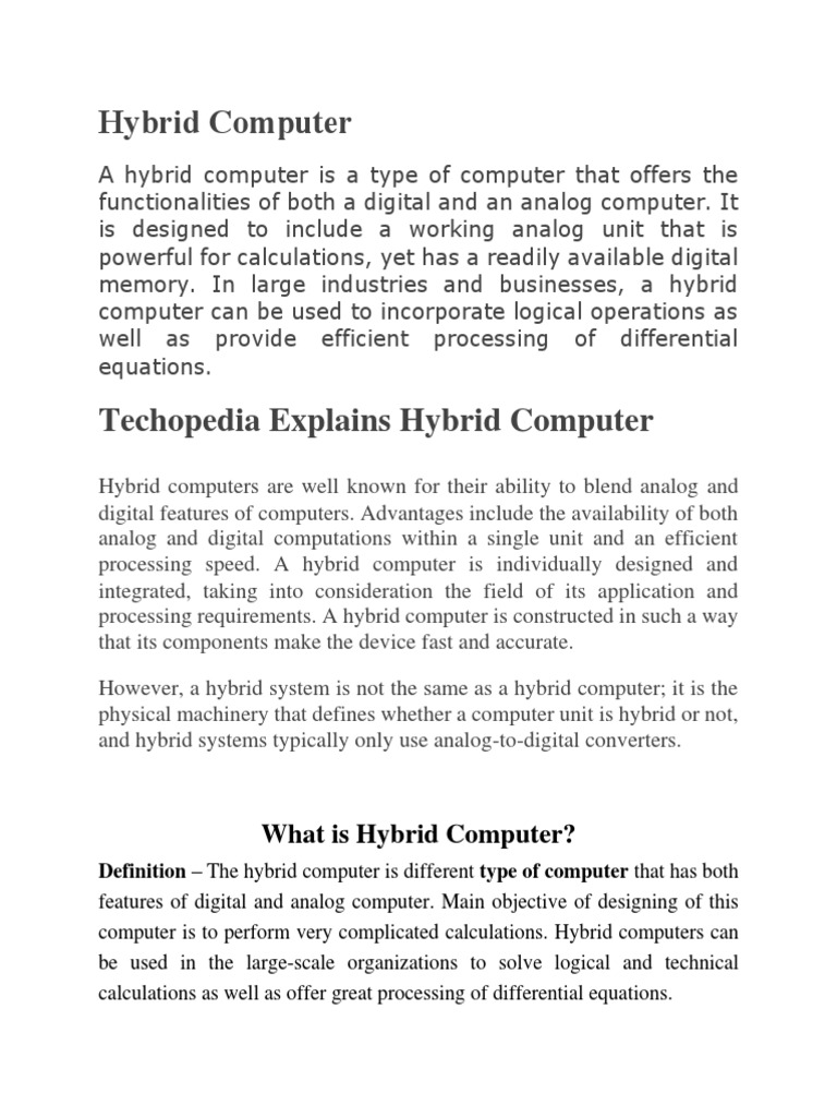 Hybrid Computer PDF